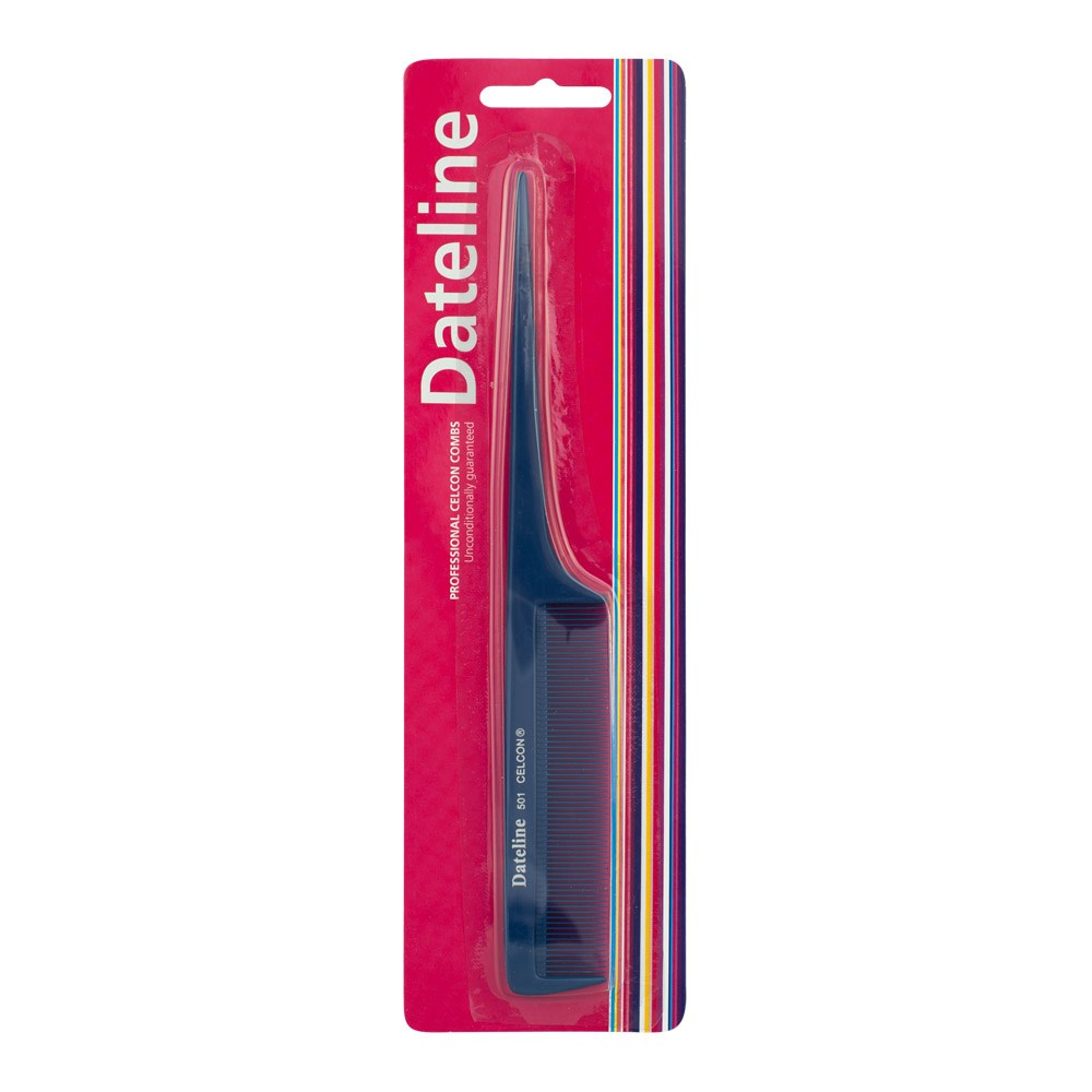 Dateline Professional Blue Celcon Tail Comb 8" 501 - Plastic Pin