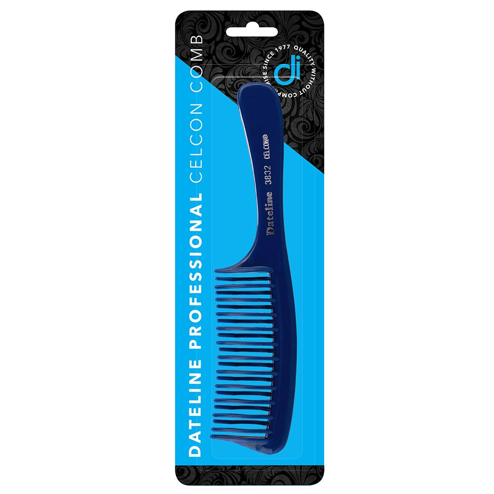 Dateline Professional Blue Celcon Basin Comb 8" 3832 - Detangler with Handle