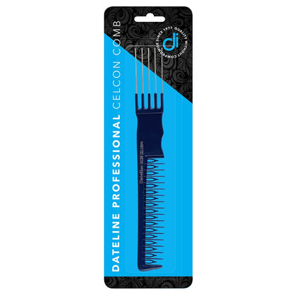 Dateline Professional Blue Celcon Teasing Comb with 5 Tails 8 1/4" 3839 - Stainless Steel