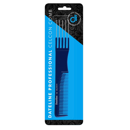Dateline Professional Blue Celcon Teasing Comb with 5 Tails 7 1/2" MKII - Stainless Steel