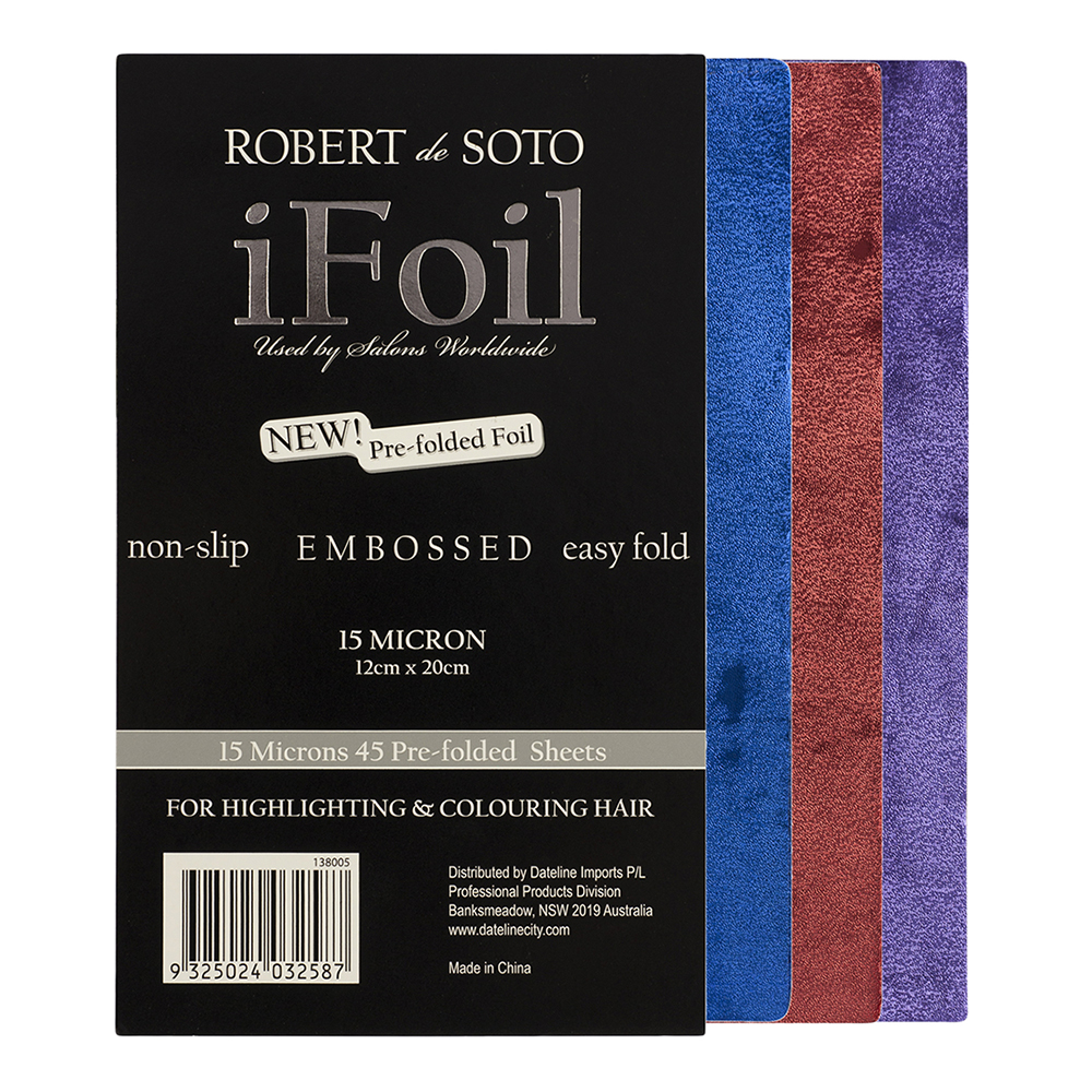 Robert Desoto Ifoil 15 Micron Embossed Pre Cut Foil 45 Sheets 120 X 200mm - Red/blue/purple