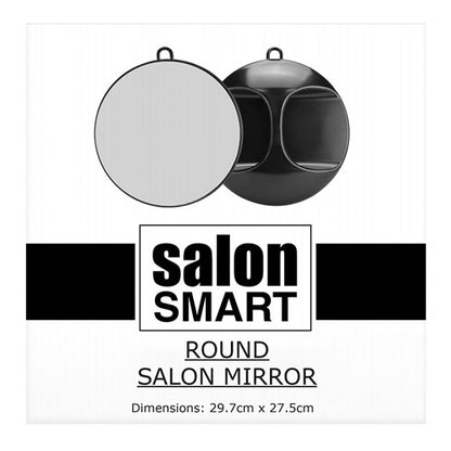 Salon Smart Black Round Mirror With Wall Bracket And Handle - Large