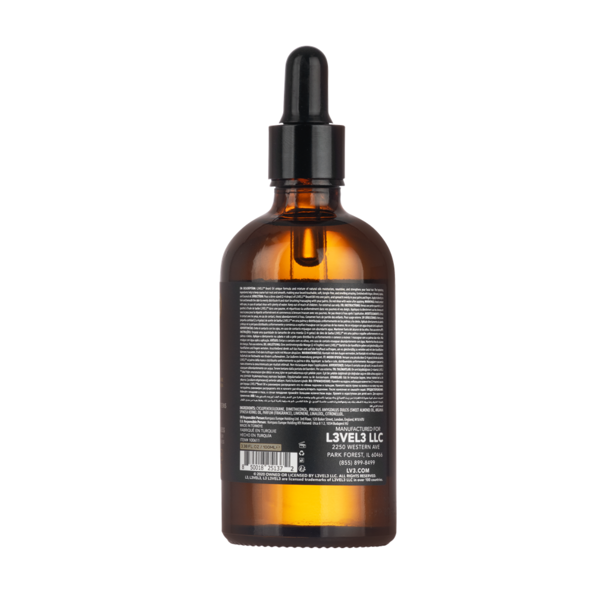 L3VEL3 Argan Oil Infused Beard Oil - 100ml