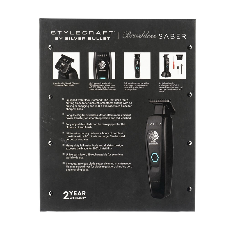 StyleCraft by Silver Bullet Saber Digital Brushless Hair Trimmer Black