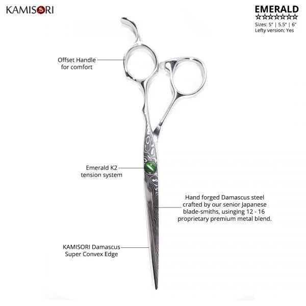 Kamisori Emerald Professional Haircutting Shears - 5.5L