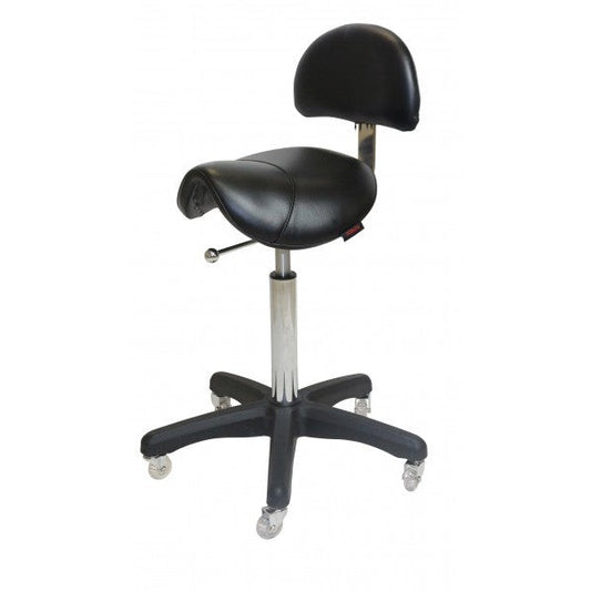 Saddle - With Back All Black - Black Upholstery W Clicknclean Castors