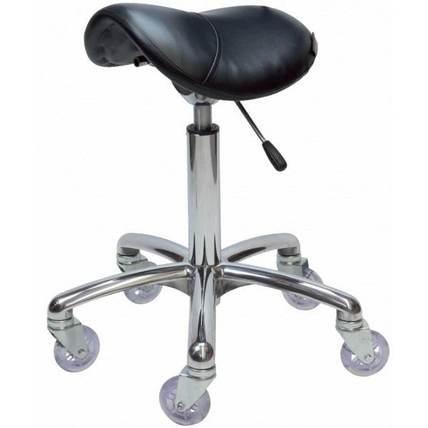 Saddle - No Back Chrome - Black Upholstery W Clicknclean Castors