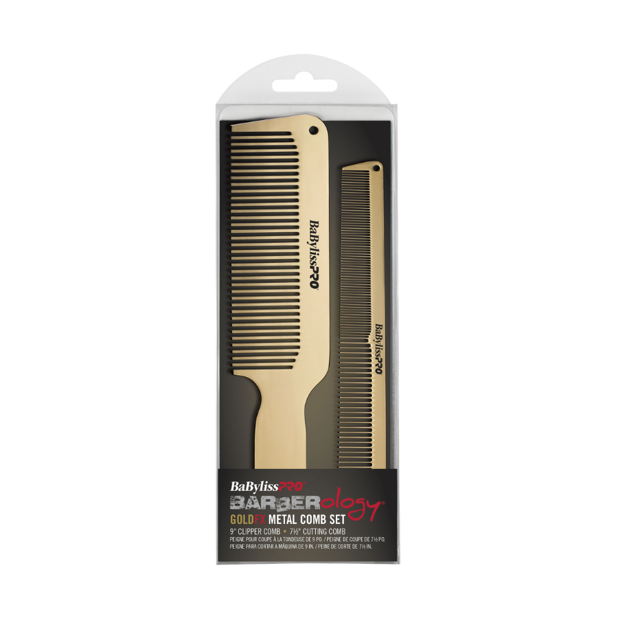 BaBylissPRO Barberology Metal Comb Set 2pc - Gold