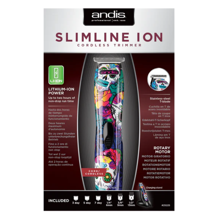 ANDIS Slimline Ion Cord/Cordless Trimmer - Sugar Skull Design