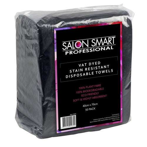 Salon Smart Towel Disposable - Black 50pk