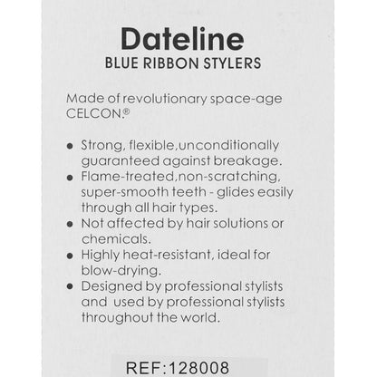 Dateline Professional Blue Celcon Basin Comb 8" 3832 - Detangler with Handle
