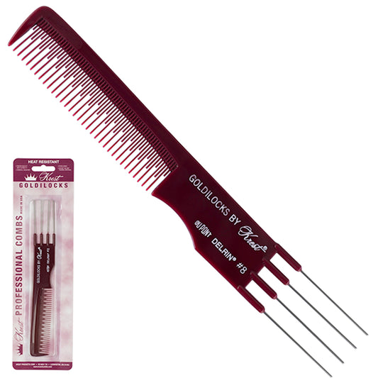 Krest Goldilocks Teasing Comb With 4 Tails No 8 - Stainless Steel