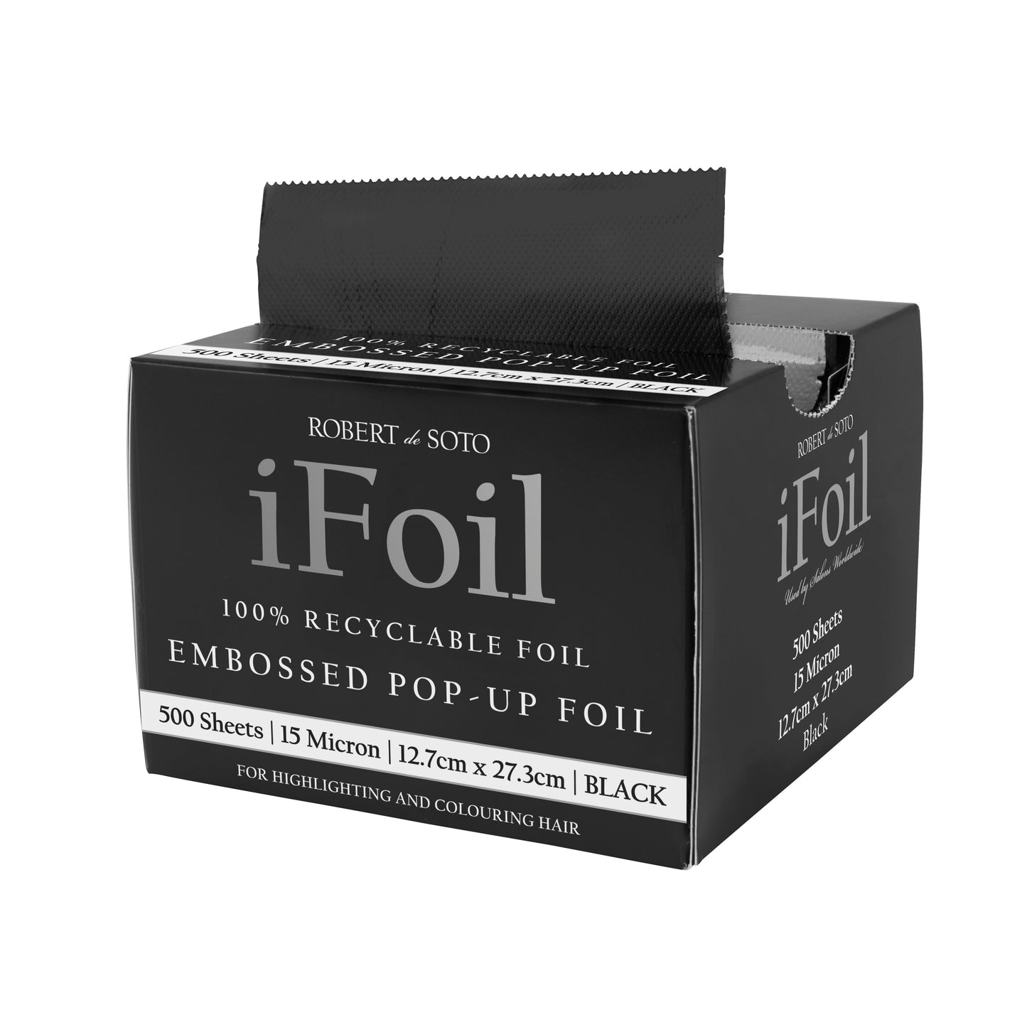 Robert Desoto Ifoil 15 Micron Embossed Pop Up Interleaved Pre Cut Foil 500 Sheets 127 X 273mm - Black