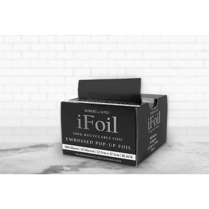 Robert Desoto Ifoil 15 Micron Embossed Pop Up Interleaved Pre Cut Foil 500 Sheets 127 X 273mm - Black