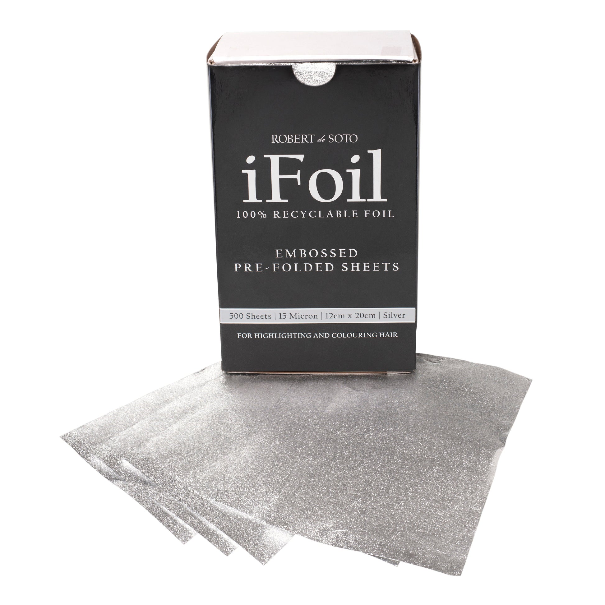 Robert Desoto Ifoil 15 Micron Embossed Pre Cut Foil 500 Sheets 120 X 200mm - Silver