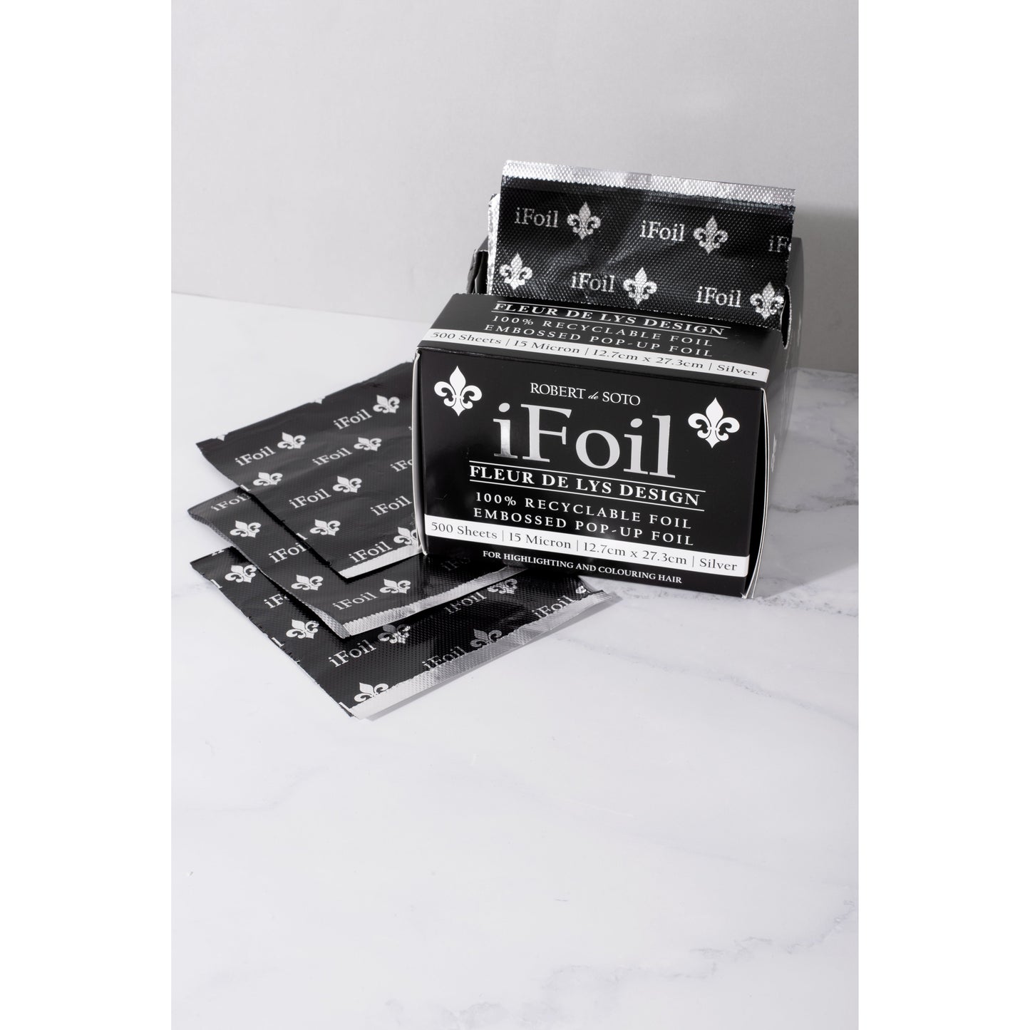 Robert Desoto Ifoil 15 Micron Embossed Pop Up Interleaved Pre Cut Foil 500 Sheets 127 X 273mm Fleur De Lis