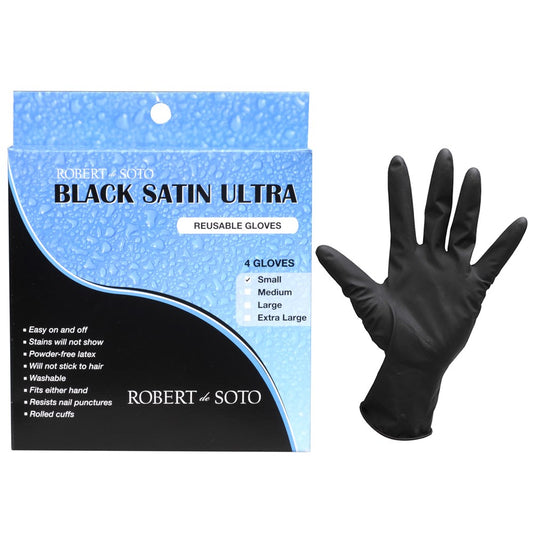 Black Satin Ultra Gloves - Medium