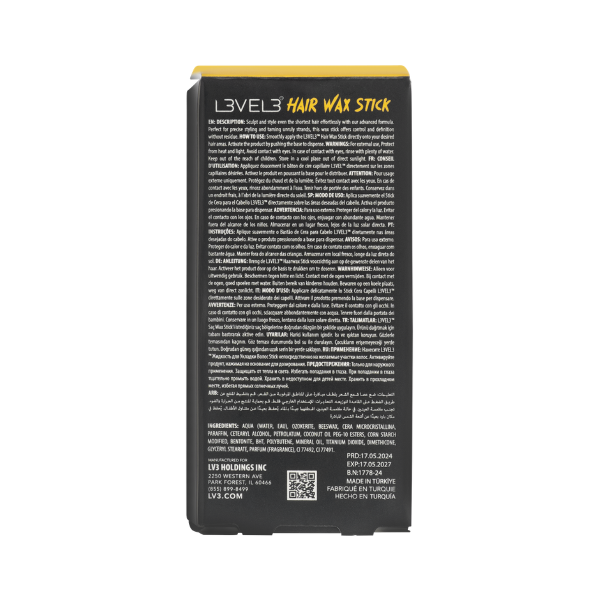 L3VEL3 Wax Hair Stick (Hold 3) - 75g
