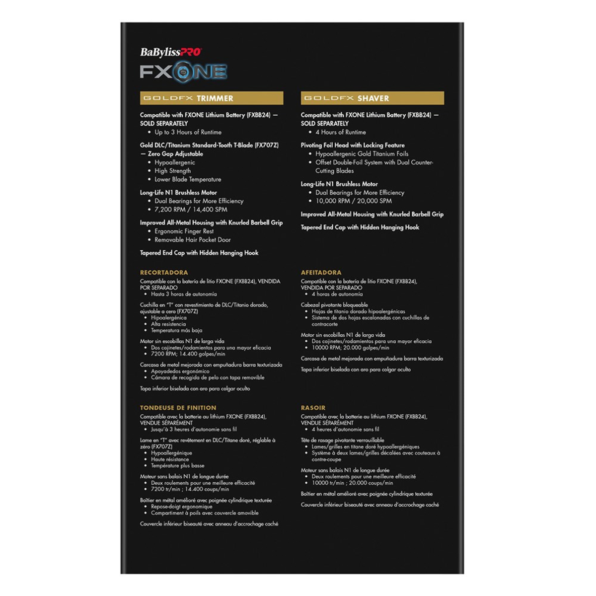 BaBylissPRO FXOne GoldFX Trimmer Shaver Duo