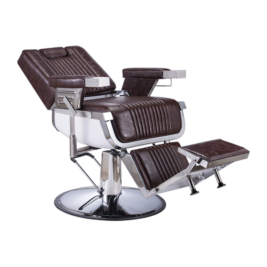 Karma Brisbane Barber Chair - Brown/ Chrome