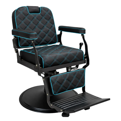 Karma Paddington Barber Chair – Black With Turquoise Blue Stitching