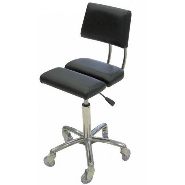 Stool - Dove Chrome - Black Upholstery