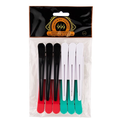 999 Long Nylon/aluminium Sectioning Clips 12pc - Assorted Colours