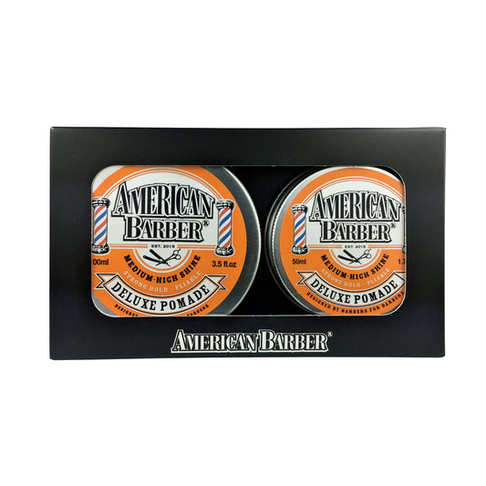 American Barber Deluxe Pomade 50ml-100ml Duo- Pack.