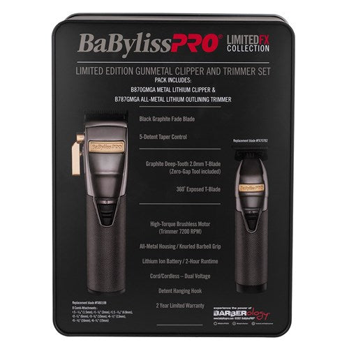 Factory BaByliss PRO Limited FX Collection Double and Single Foil GunMetal Shaver Duo