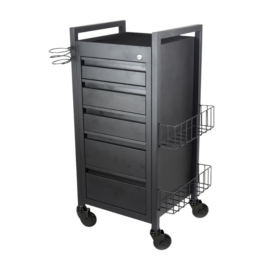 Midnight 5 Drawer Hairdressing Beauty Trolley - Black