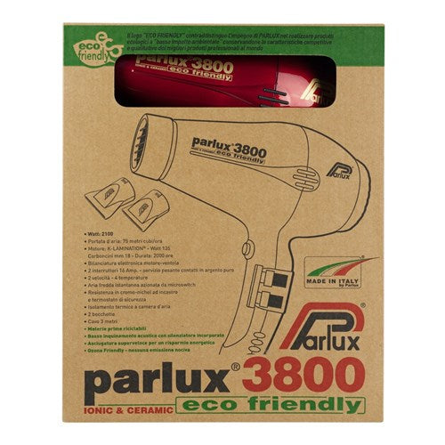 Parlux 3800 Ionic Ceramic Hair Dryer - Red