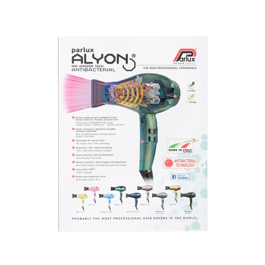 Parlux Alyon Air Ionizer Tech Hair Dryer 2250W - Jade
